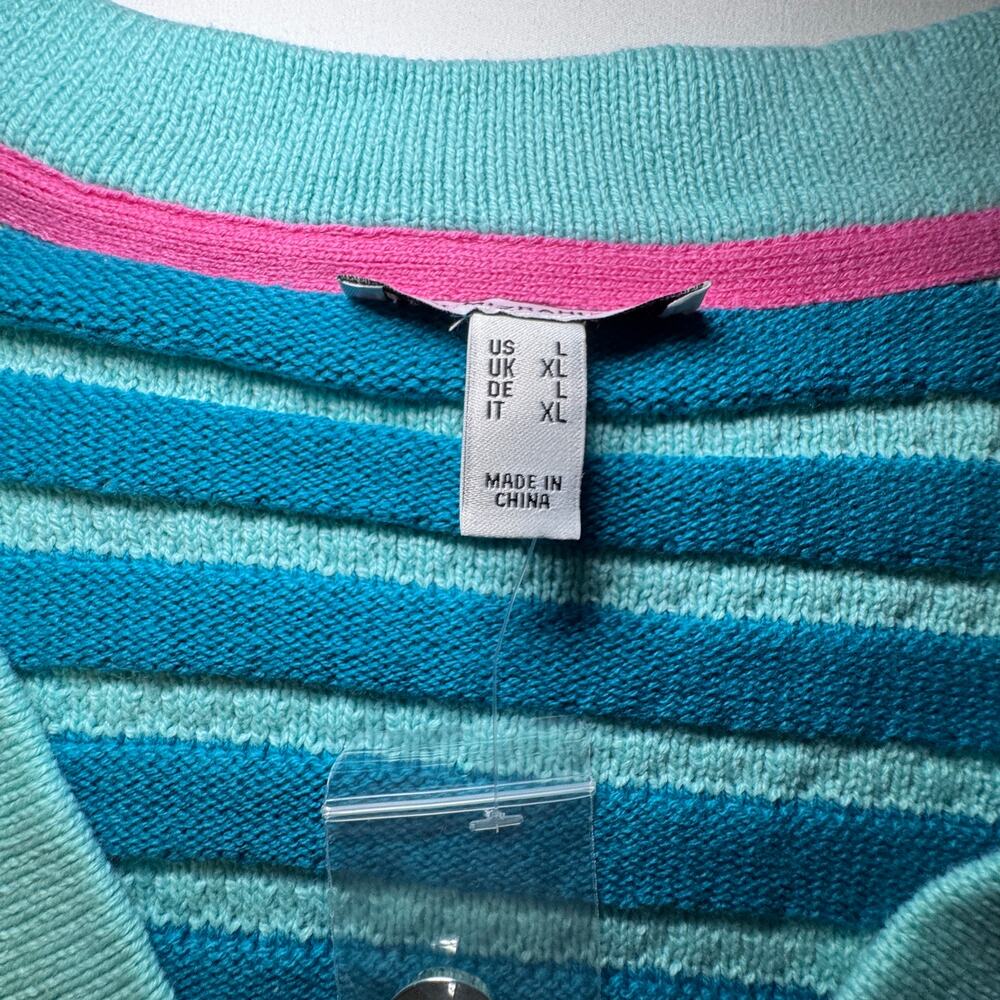 NWOT Isaac Mizrahi Live! Striped Button-Front Cardigan‎ Sweater [L] - Picture 3 of 7